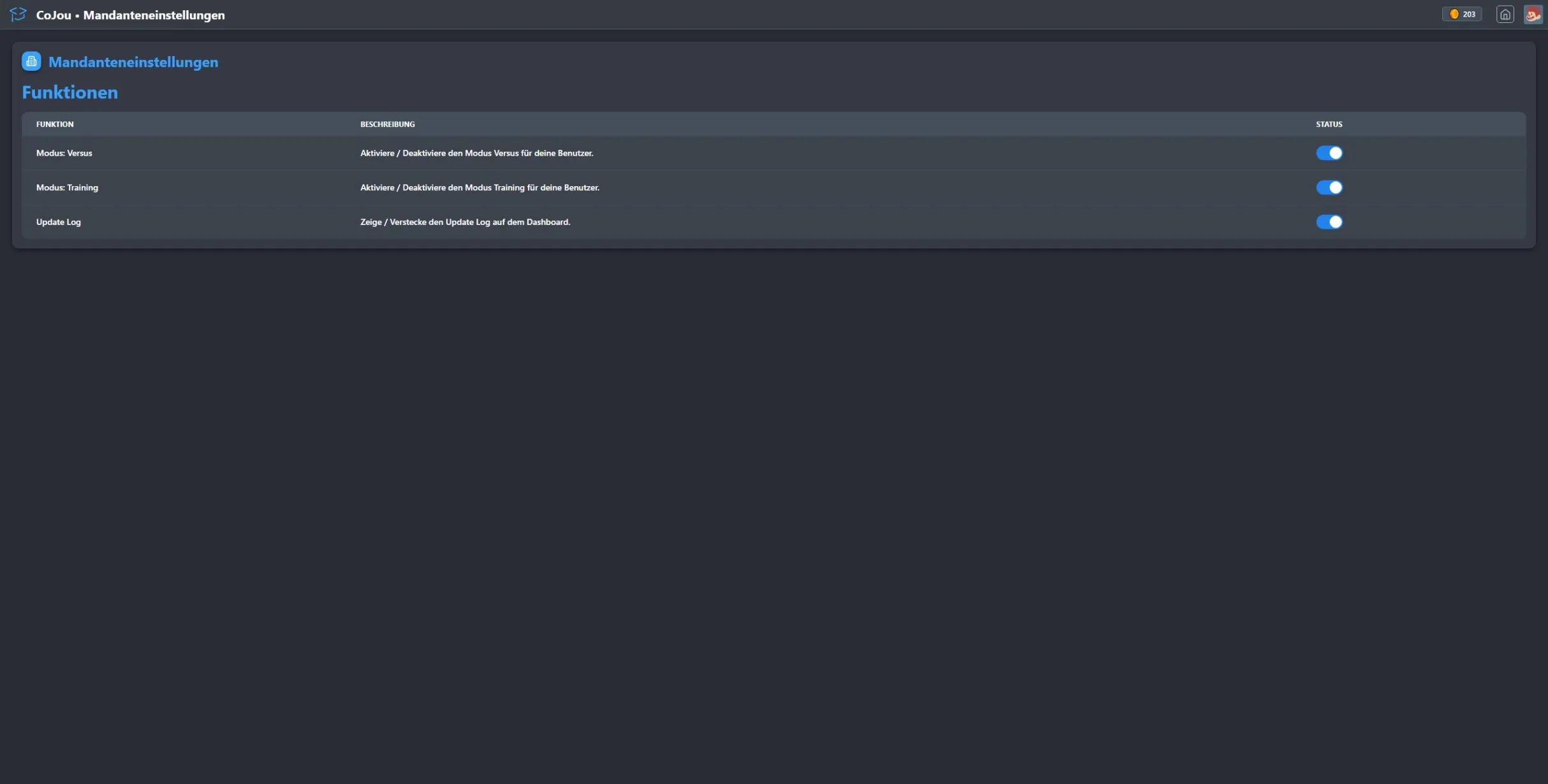 Admin - Tenant settings