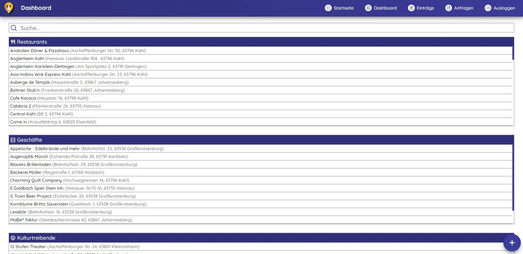 Dashboard-Entries