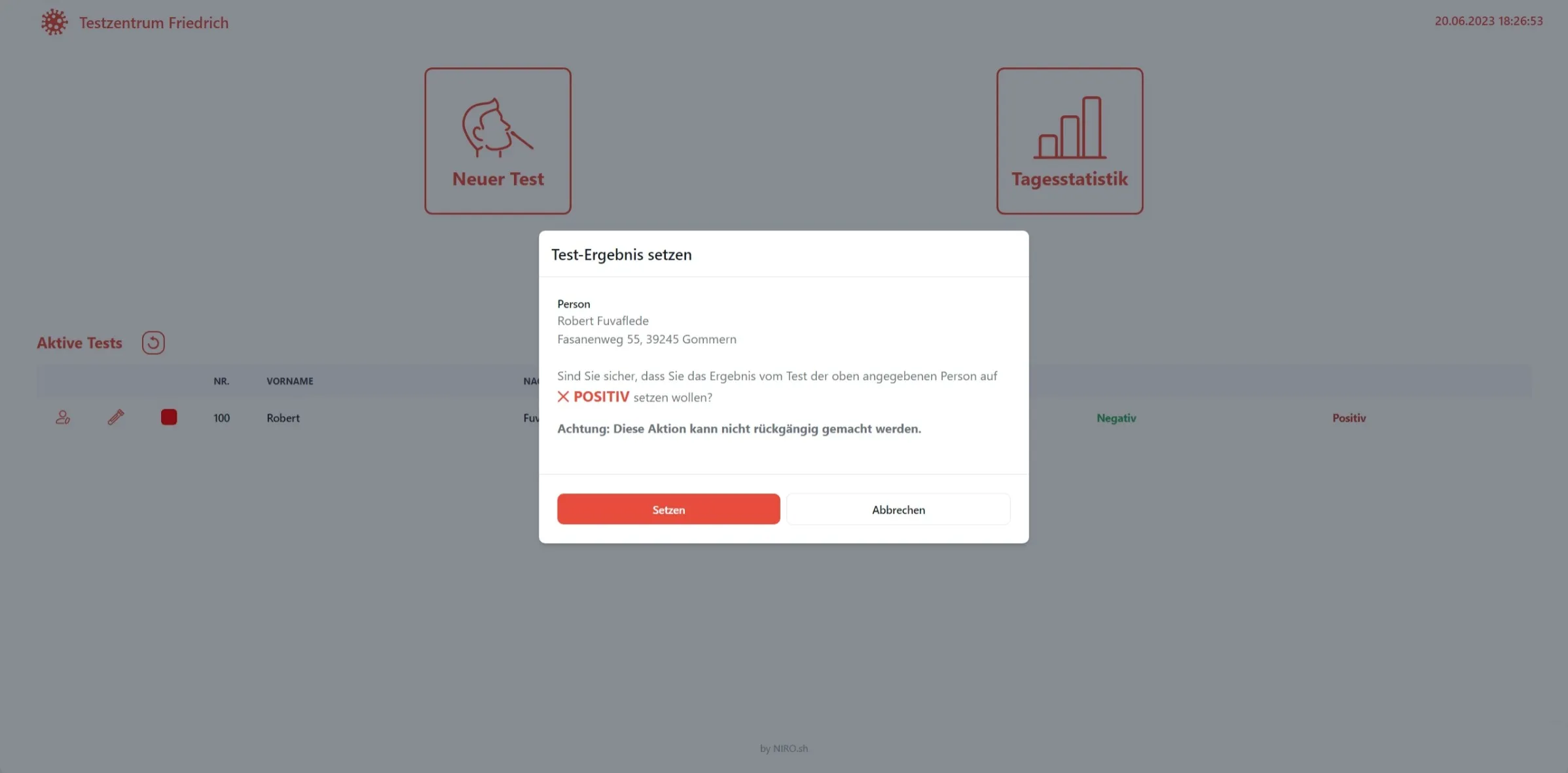 Test result positive